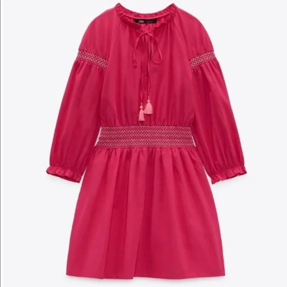 Zara | Dresses | Zara Fuisha Smocked Embroidered Poplin Dress | Poshmark